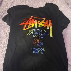 Rainbow and Black stussy shirt
